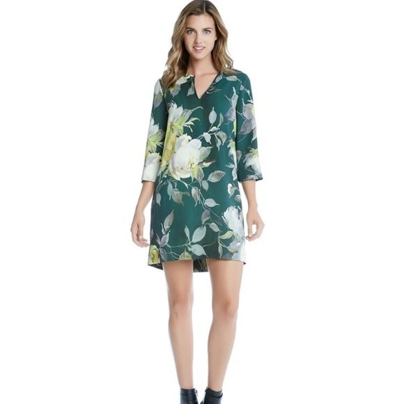 Karen Kane, shift party summer green formal floral print dress size M‎ - Picture 1 of 12
